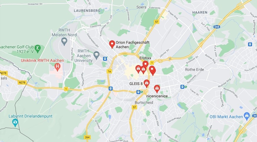 Sex Shop Aachen Karte