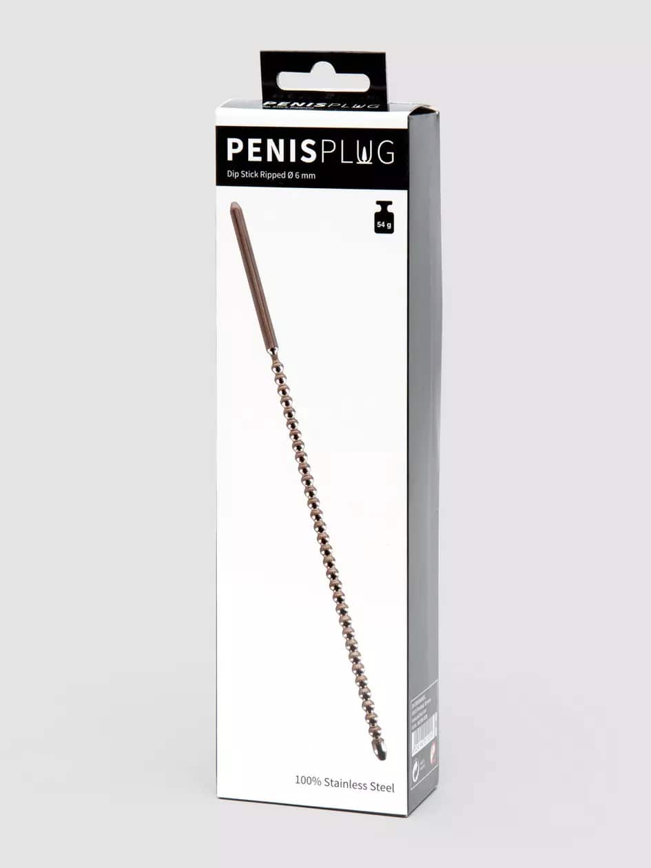 Penis Plug gerippter Edelstahl-Harnröhren-Dilator mit zwei Enden (6 mm) . Slide 4