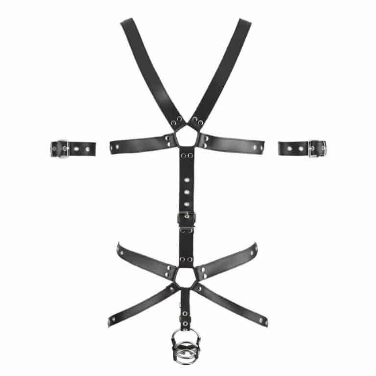 Harness, verstellbar, mit 3 Penis-/Hodenringen - Tolle Ergänzungen für deine BDSM-Maske