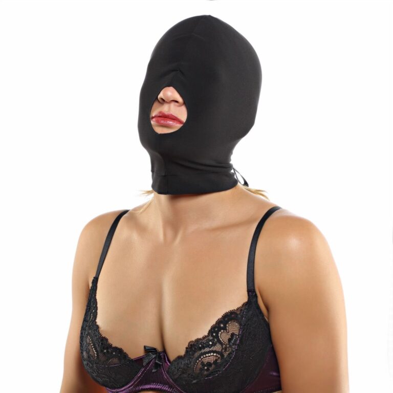 Deluxe Kopfmaske mit Mundöffnung "Dunkelspiel" - Kleidung