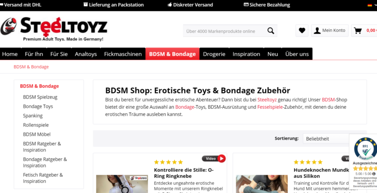 Steeltoyz - Der beste Shop für "härtere" BDSM-Spielzeuge - Wo kann ich BDSM Spielzeug kaufen?