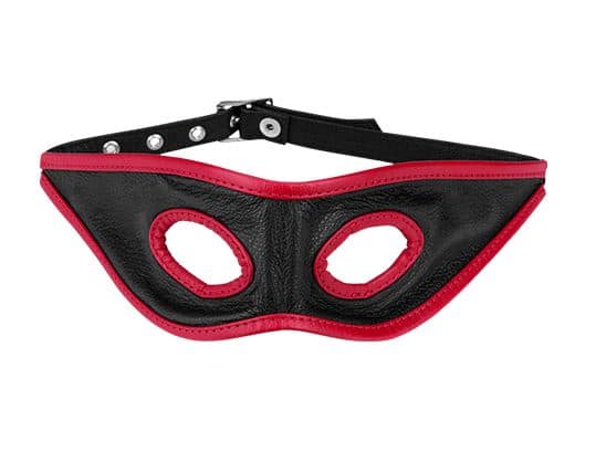 Rimba Offene Leder-Maske mit roten Säumen - Entdecke aufregende BDSM-Masken für leidenschaftliche Rollenspiele