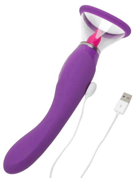 Vibrierende Vaginapumpe mit Zungenvibrator. Slide 5