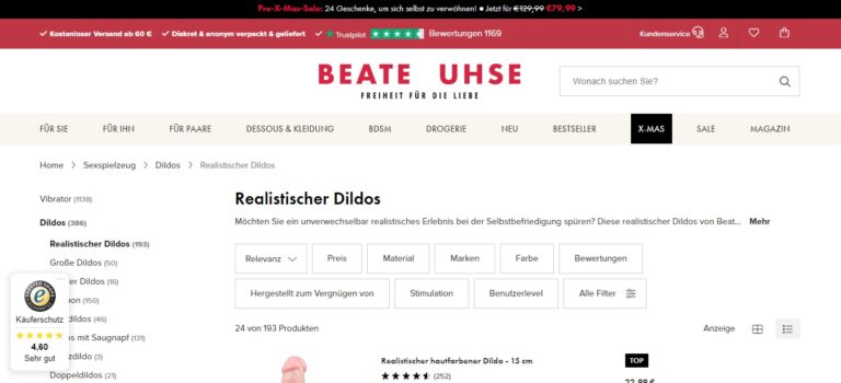 Beate Uhse Onlineshop - Wo kann ich realistische Dildos kaufen?